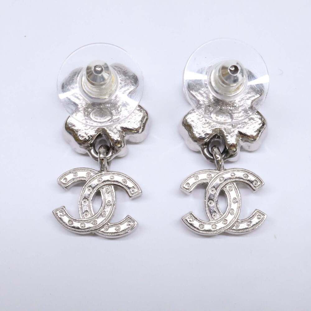 CHANEL Silver Logo Earrings - Picture 5 of 8